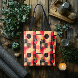 Elegant Red & Black Abstract – Modern Geometric Tote Bag