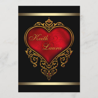 Elegant Red Black and Gold Wedding Invitation