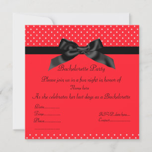 ELEGANT RED BLACK BOW BACHELORETTE INVITE