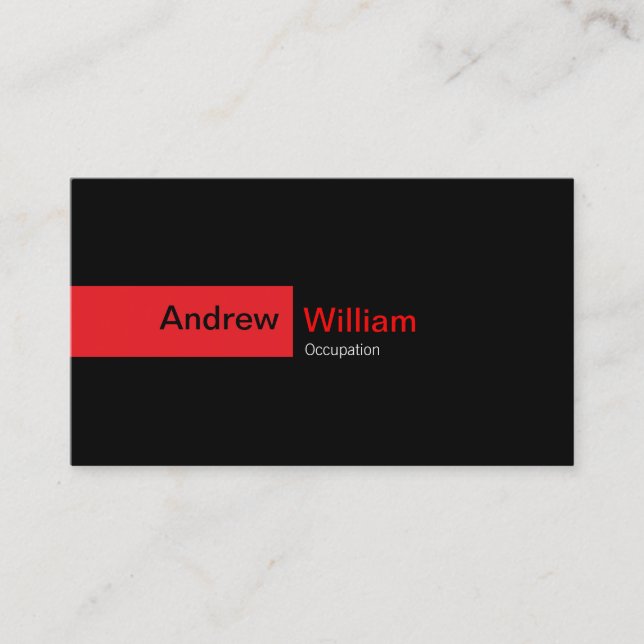 Elegant Red Black Business Card (Front)