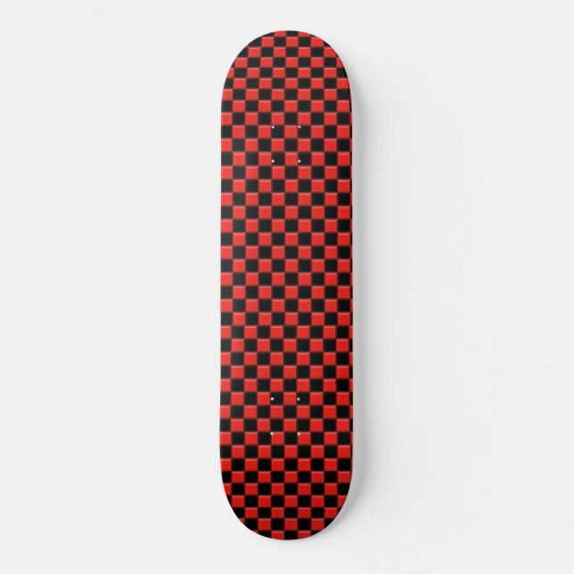Elegant Red Black Checkered Pattern Skateboard (Front)