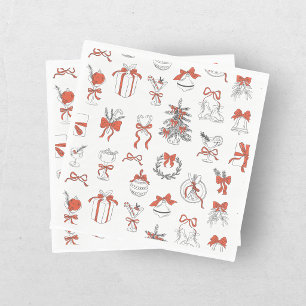 Elegant Red Black Christmas Holiday Party Napkin