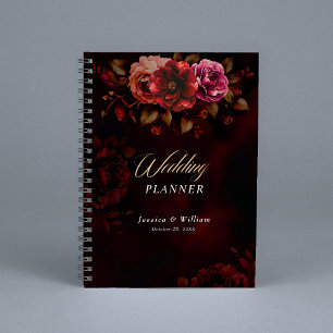 Elegant red black floral wedding planner