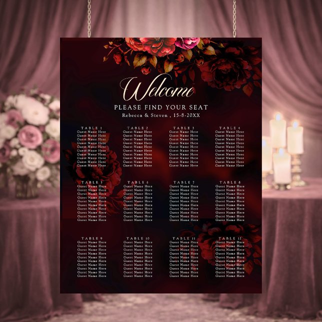 Elegant red black floral Wedding romantic gothic Poster (Creator Uploaded)