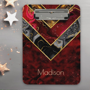 Elegant red black gold girly geometric Clipboard
