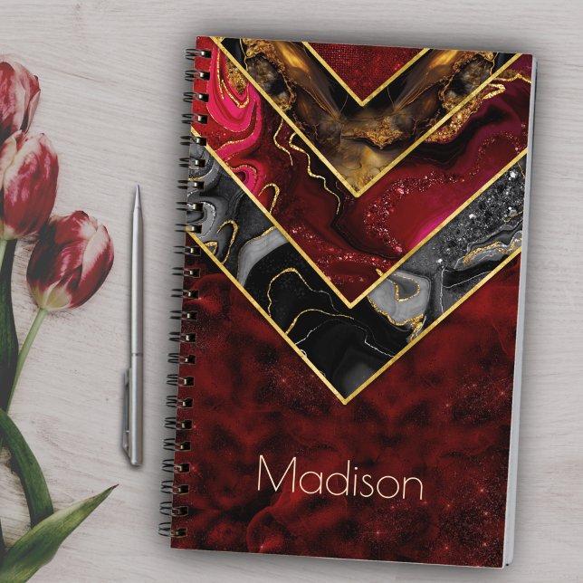  Elegant red black gold girly geometric  Notebook (Creator Uploaded)