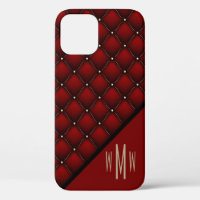 Elegant Red Black Gold Studs Quilted Pattern Print