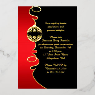 Elegant Red Black Gold Swirls Christmas Party