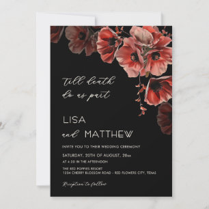 Elegant Red Black Goth Wedding Invitation