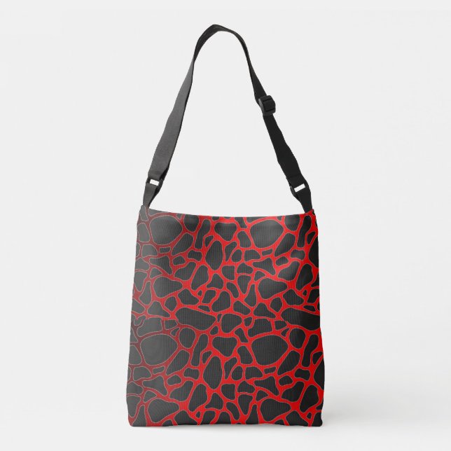 ELEGANT RED BLACK LEOPARD CHEETAH ANIMAL PRINT CROSSBODY BAG (Back)