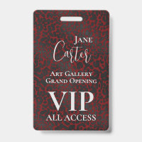 Elegant Red Black Leopard VIP All Access Pass