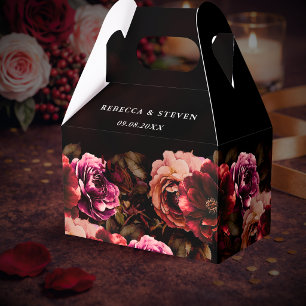 Elegant red black moody floral wedding favour box
