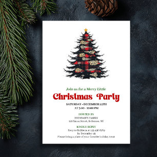 Elegant Red Black Plaid Christmas Dinner Invite
