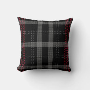 Elegant Red Black Plaid Tartan Check Pattern Cushion