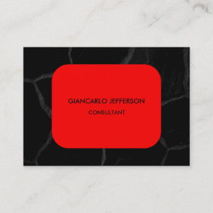 Elegant Red Black Stone Minimalist Professional Business Card