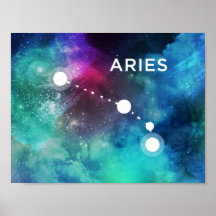 Elegant Red Blue Watercolor Nebula Aries
