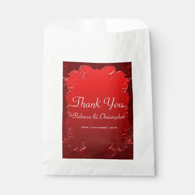Elegant Red Blue Wedding Thank You Favour Bag (Front)