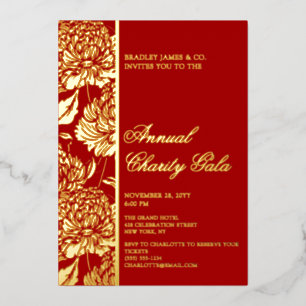 Elegant Red Botanical Charity Event Gala Party