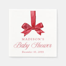 Elegant Red Bow Christmas Baby Shower