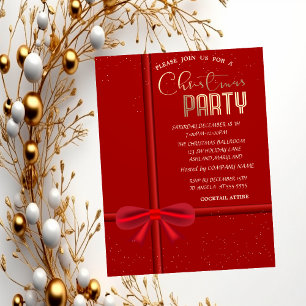 Elegant Red Bow Christmas Company  Invitation