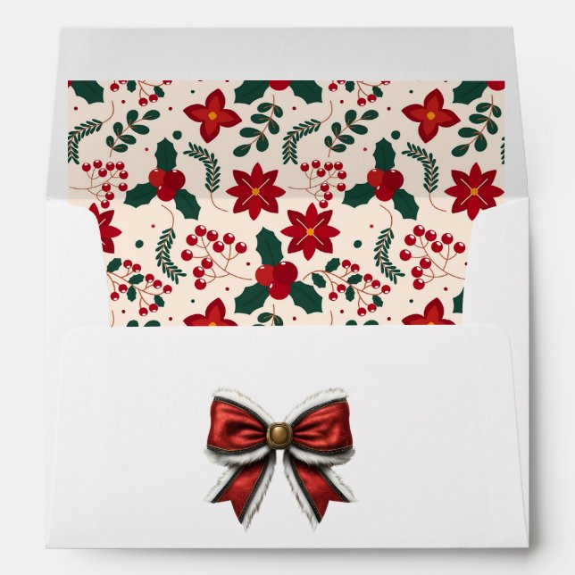Elegant Red Bow Christmas Holiday Envelope (Back (Bottom))