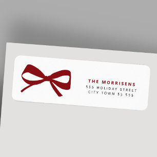 Elegant red bow Christmas holiday return address Label