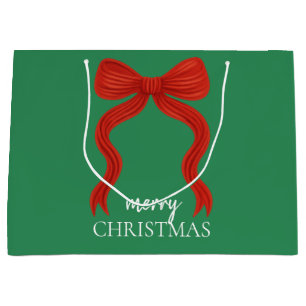 Elegant Red Bow Christmas Party -  Large Gift Bag