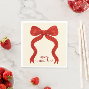 Elegant Red Bow Christmas Party - Napkin