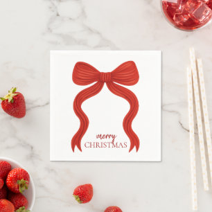 Elegant Red Bow Christmas Party -  Napkin