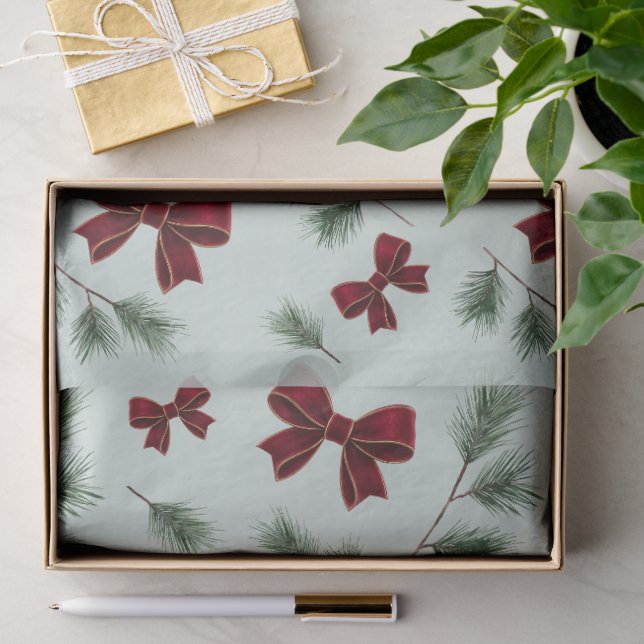 Elegant Red Bow Christmas Tissue Paper (Gift)