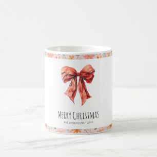 Elegant Red Bow Coquette Minimalist Christmas Coffee Mug