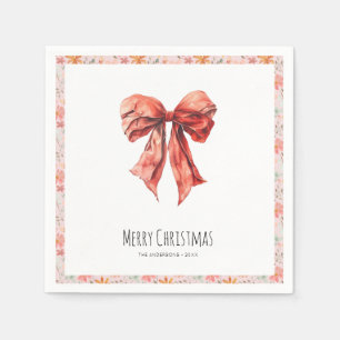 Elegant Red Bow Coquette Minimalist Christmas  Napkin