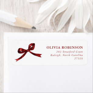 Elegant Red Bow Graduation Return Address Label