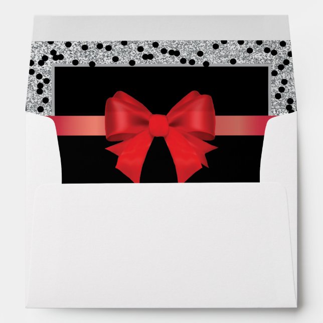 Elegant Red bow lined envelope with return address (Back (Bottom))