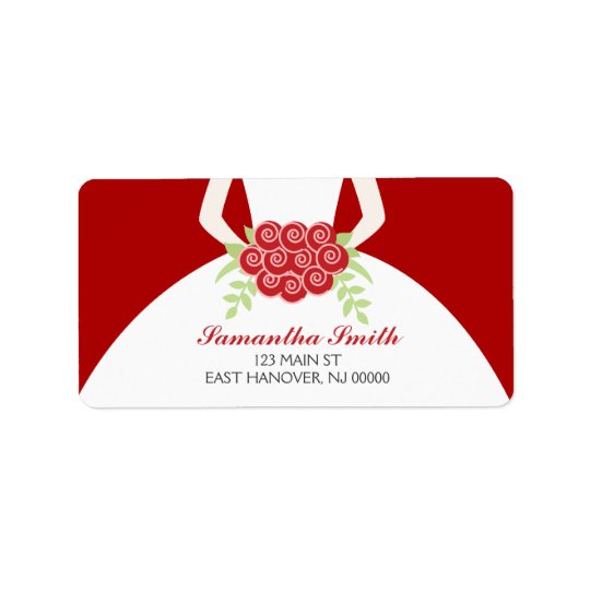 Elegant Red Bridal Shower Address Label