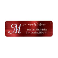 Elegant Red Brushed Metal Custom Monogram Return  