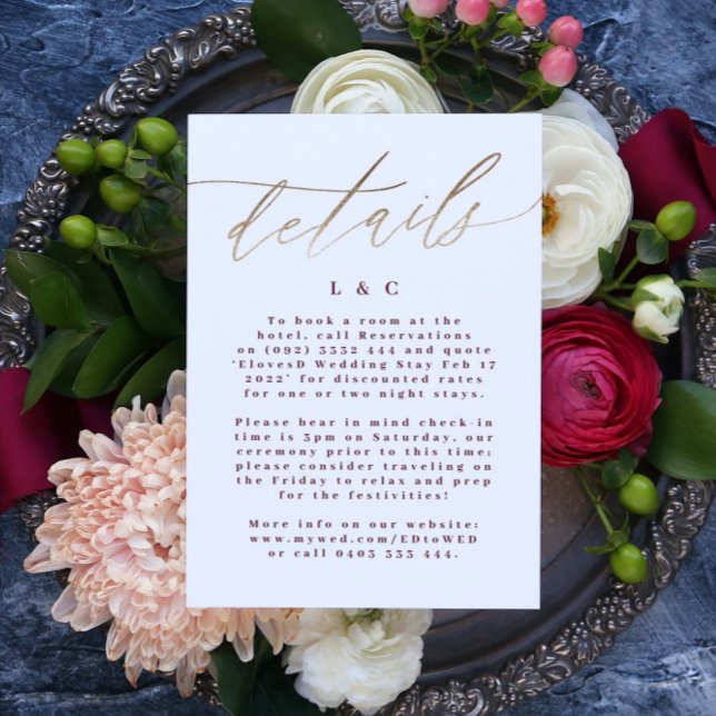 Elegant Red Burgundy Info Accommodation Gold RSVP Card (Creator Uploaded)