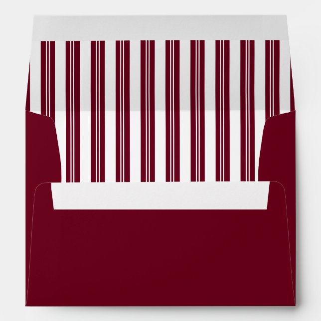 Elegant Red Burgundy Stripes Wedding Envelope (Back (Bottom))