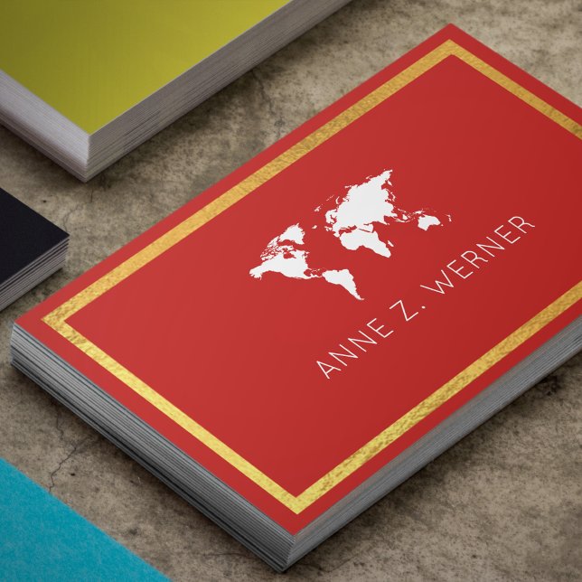 elegant red businesscard with world map business card (Creator Uploaded)