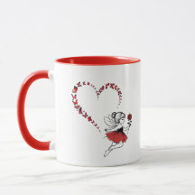 Elegant Red Butterfly Heart Fairy Two-Tone Mug