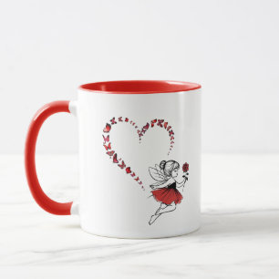 Elegant Red Butterfly Heart Fairy Two-Tone Mug