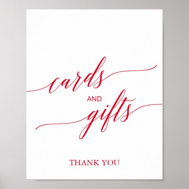 Elegant Red Calligraphy Cards and Gifts Sign (Front)