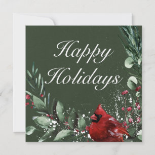 Elegant Red Cardinal Christmas Happy Holidays Holiday Card