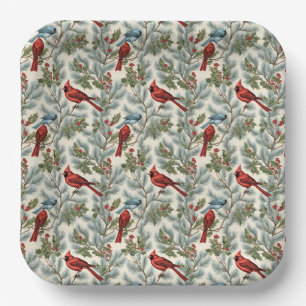Elegant Red Cardinal Paper Plate