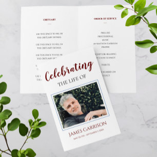 Elegant Red Celebration of Life Memorial Program Flyer