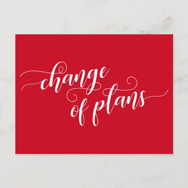 Elegant Red Change of Plans Postponed Wedding Postcard (Front)