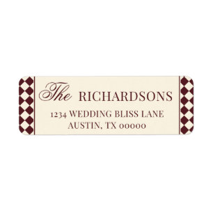 Elegant Red Chequered Old Money Return Address Label