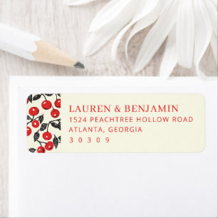 Elegant Red Cherry Border Return Address Label