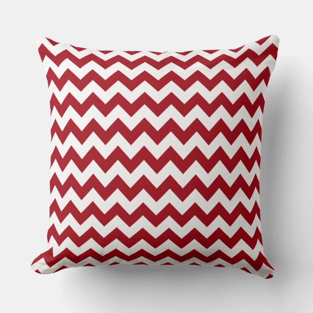 Elegant Red Chevron Striped Pattern Cushion (Front)