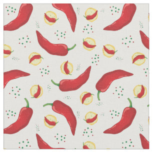 Elegant Red Chile Pattern Fabric